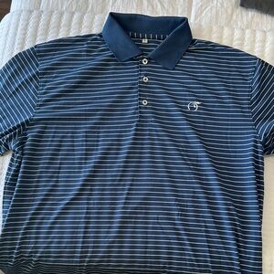 Peach State Pride Men's Blue Striped Polo Shirt - Large